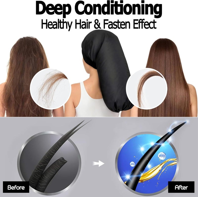 VICARKO Steamer Cap for Deep Conditioning - Extended Hood with 10 Heat Levels, 3 Timers, Portable Thermal Treatment for Natural Curly Hair, Black - Image 4